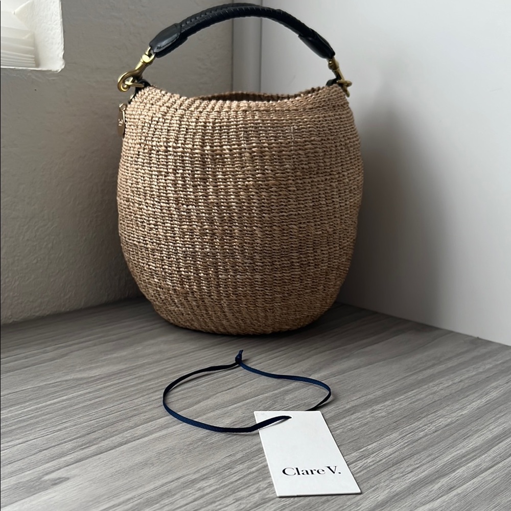 Clare V. Pot de miel woven basket bag never used